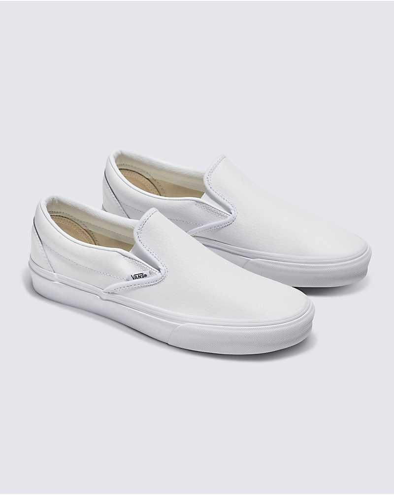 Vans Customs Elevated Leder Slip-On Schuhe Herren Weiß | Österreich JYULDZ597