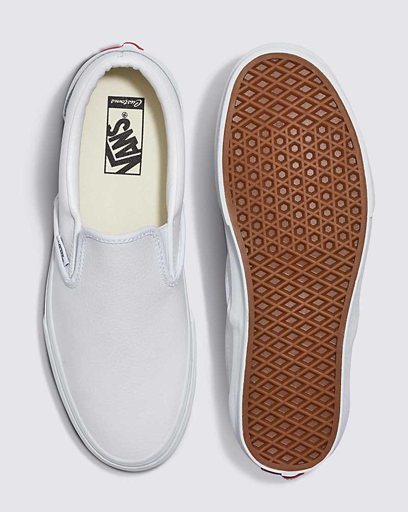 Vans Customs Elevated Leder Slip-On Schuhe Herren Weiß | Österreich JYULDZ597