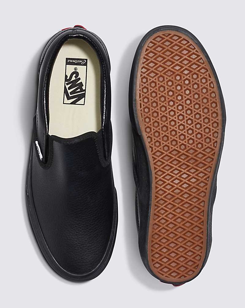 Vans Customs Elevated Leder Slip-On Schuhe Herren Schwarz | Österreich FDLBJT982