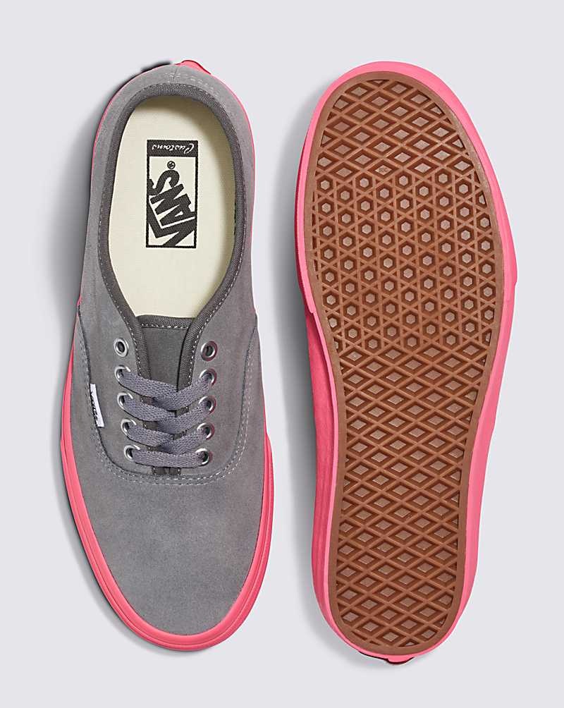 Vans Customs Elevated Wildleder Neon Pink Sole Authentic Schuhe Herren Grau | Österreich TDSLQM672