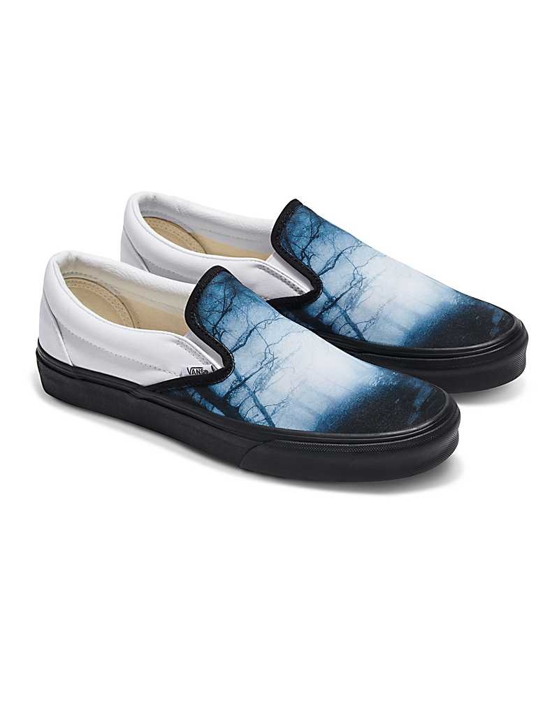 Vans Customs Image Library Creepy Woods Slip-On Schuhe Herren Blau Schwarz Weiß | Österreich PWAILY673