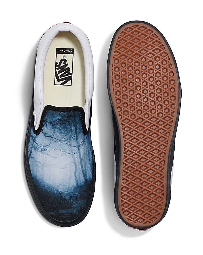 Vans Customs Image Library Creepy Woods Slip-On Schuhe Herren Blau Schwarz Weiß | Österreich PWAILY673