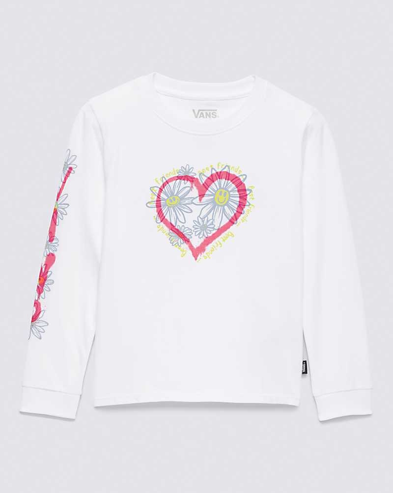 Vans Kleine Kinder Daisy Hearts Long Sleeve T-Shirt Kinder Weiß | Österreich FOLRPK912