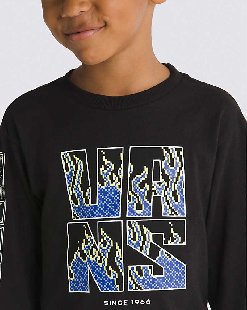 Vans Kleine Kinder Digi Flames Long Sleeve T-Shirt Kinder Schwarz | Österreich ZFPUAY312