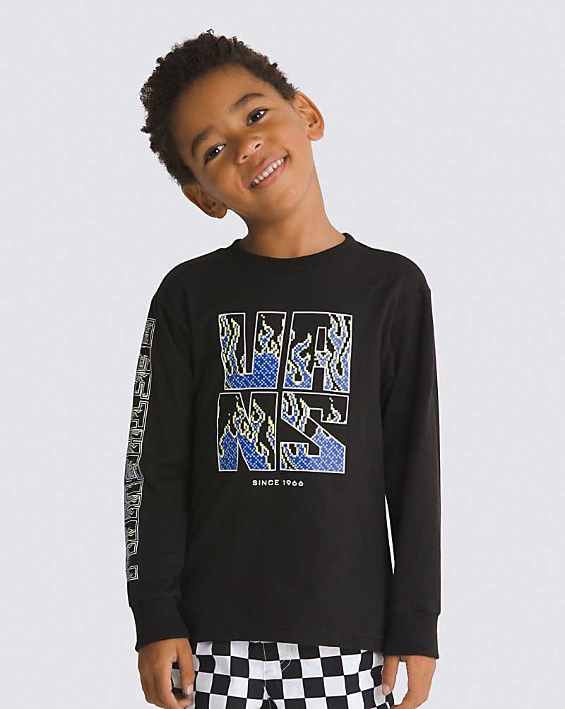 Vans Kleine Kinder Digi Flames Long Sleeve T-Shirt Kinder Schwarz | Österreich ZFPUAY312