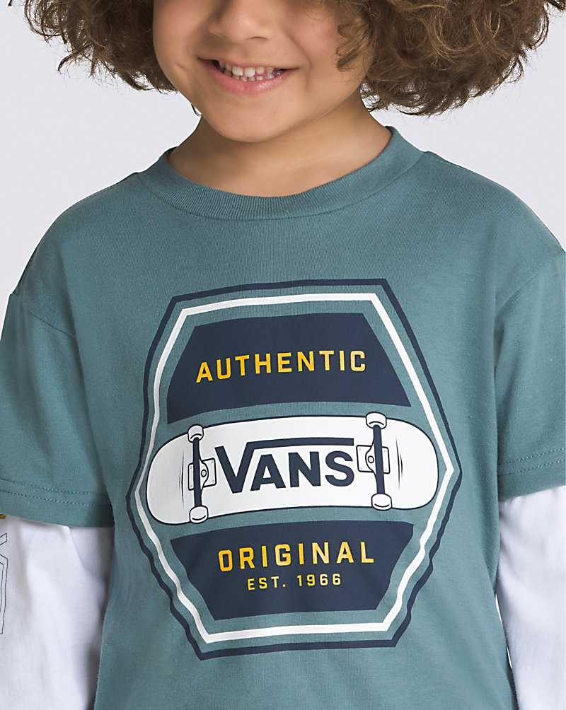 Vans Kleine Kinder Sk8 Authentic 66 Twofer T-Shirt Kinder Blau | Österreich WJNGSX906