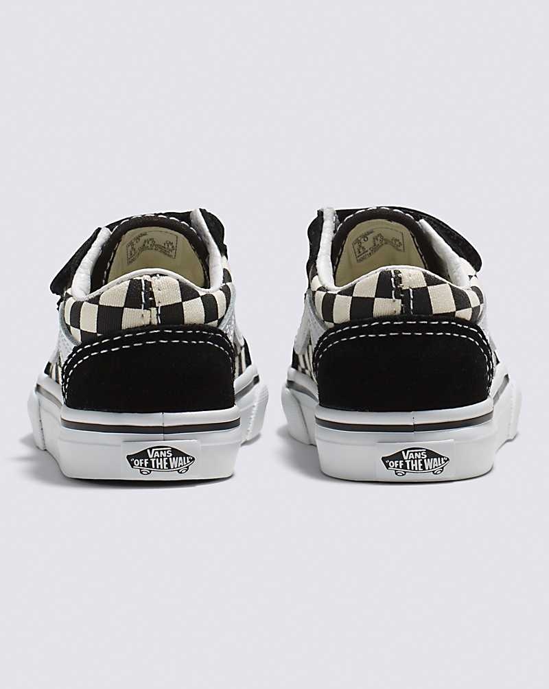 Vans Kleinkinder Old Skool V Primary Check Schuhe Kinder Schwarz Weiß | Österreich YFEZKN280