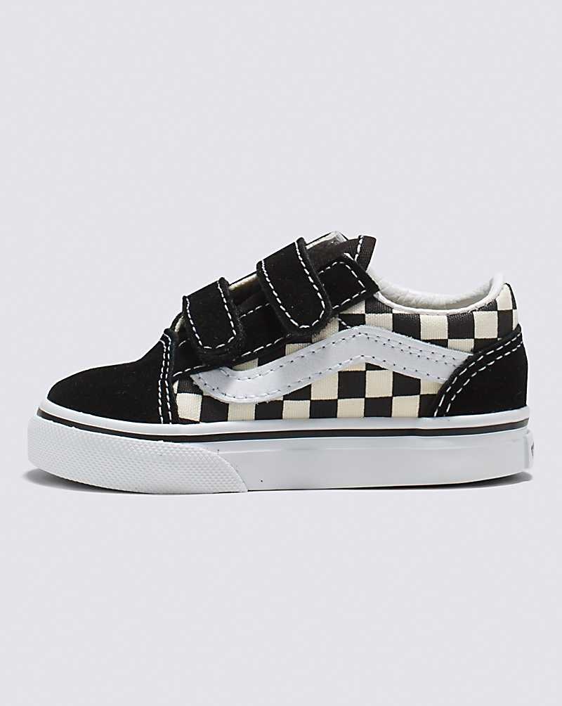 Vans Kleinkinder Old Skool V Primary Check Schuhe Kinder Schwarz Weiß | Österreich YFEZKN280