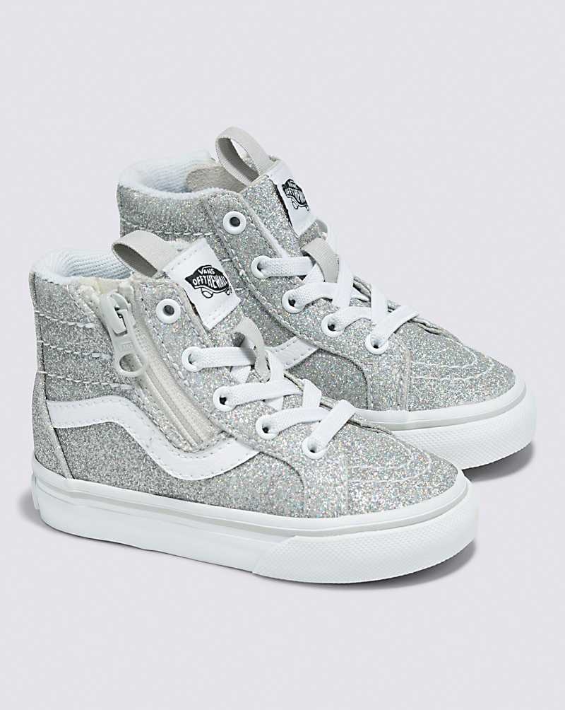 Vans Kleinkinder Sk8-Hi Reissue Side Zip Glitter Schuhe Kinder Silber | Österreich CLMVYG621