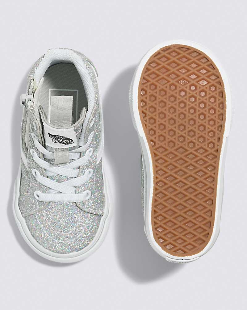 Vans Kleinkinder Sk8-Hi Reissue Side Zip Glitter Schuhe Kinder Silber | Österreich CLMVYG621