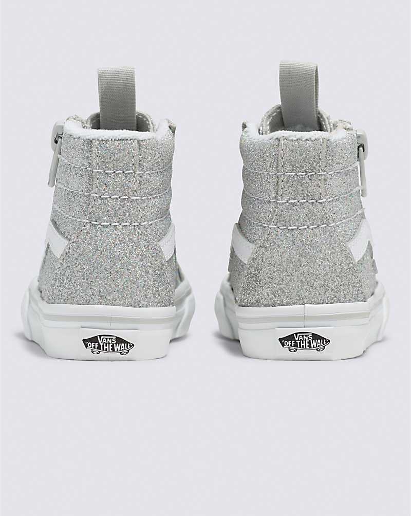 Vans Kleinkinder Sk8-Hi Reissue Side Zip Glitter Schuhe Kinder Silber | Österreich CLMVYG621