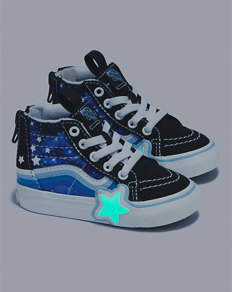 Vans Kleinkinder Sk8-Hi Zip Glow Rainbow Star Schuhe Kinder Schwarz Blau | Österreich BDUYPJ108