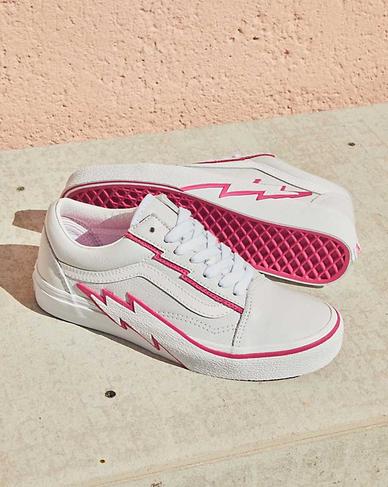 Vans Old Skool Bolt Leder Schuhe Damen Weiß Rosa | Österreich ZTKOBJ946