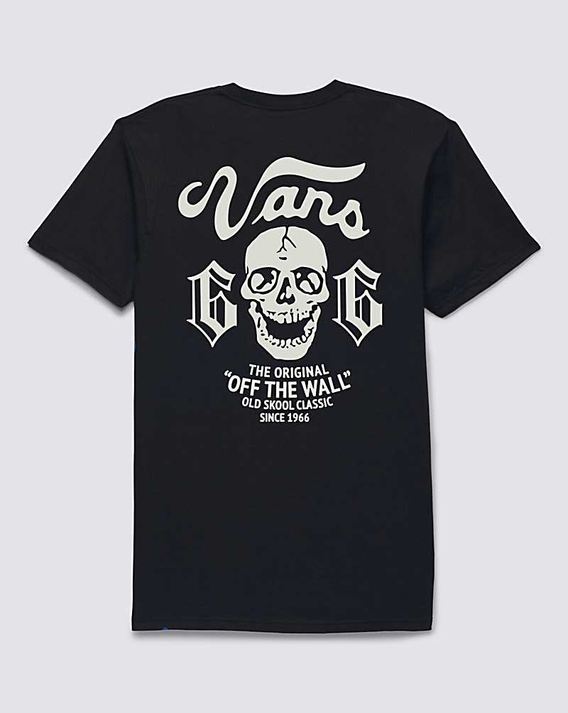 Vans Old Skool Skull T-Shirt Herren Schwarz | Österreich DFANUW097