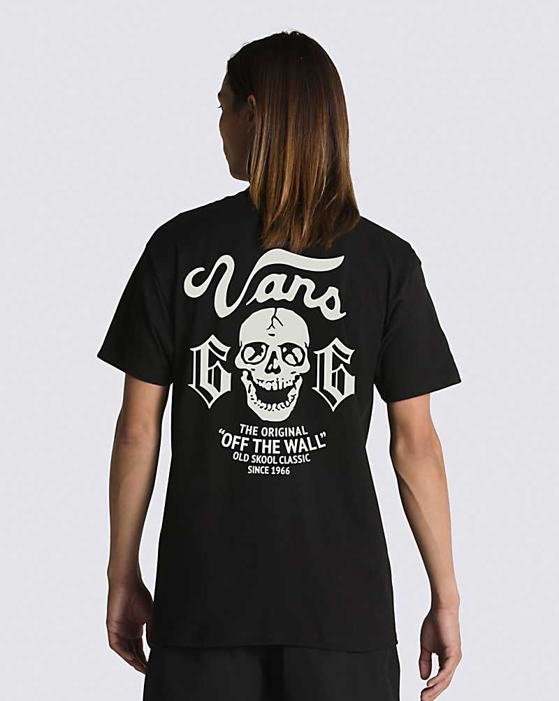 Vans Old Skool Skull T-Shirt Herren Schwarz | Österreich DFANUW097