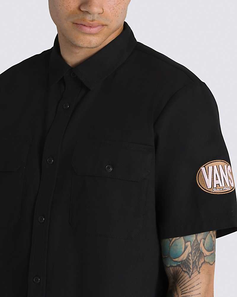 Vans Oval Logo Arbeits Wear Buttondown Hemd Herren Schwarz | Österreich PJIMTA685