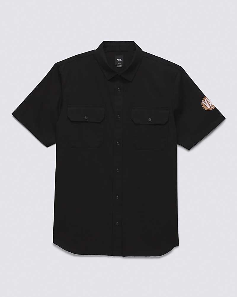 Vans Oval Logo Arbeits Wear Buttondown Hemd Herren Schwarz | Österreich PJIMTA685