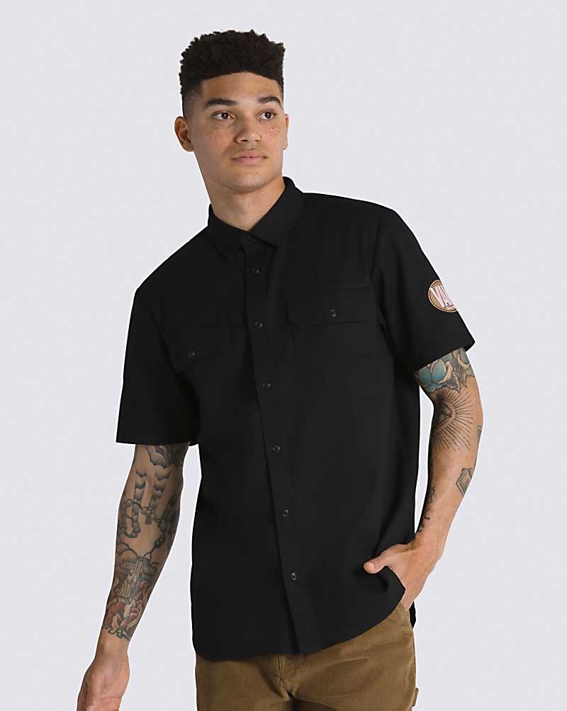 Vans Oval Logo Arbeits Wear Buttondown Hemd Herren Schwarz | Österreich PJIMTA685