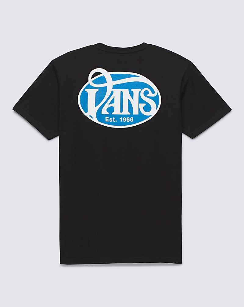 Vans Oval Script T-Shirt Herren Schwarz | Österreich KZYLPD863