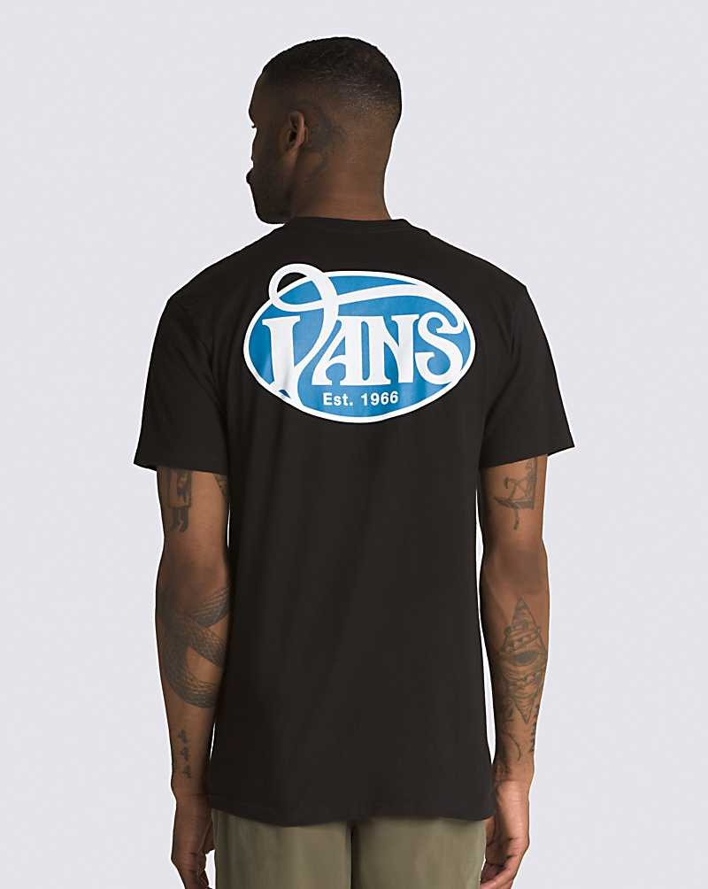 Vans Oval Script T-Shirt Herren Schwarz | Österreich KZYLPD863