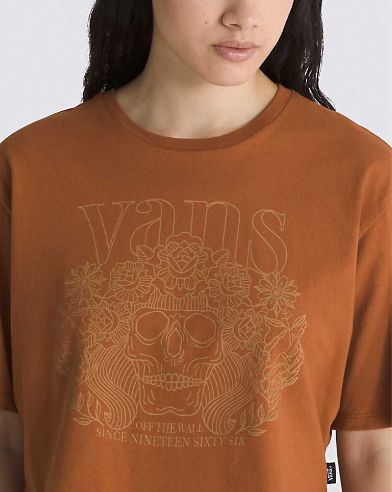 Vans Petal Pusher Crop Hemd Damen Braun | Österreich TFRYZG153