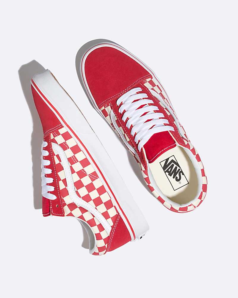 Vans Primary Check Old Skool Schuhe Damen Rot Weiß | Österreich MTNKSA132