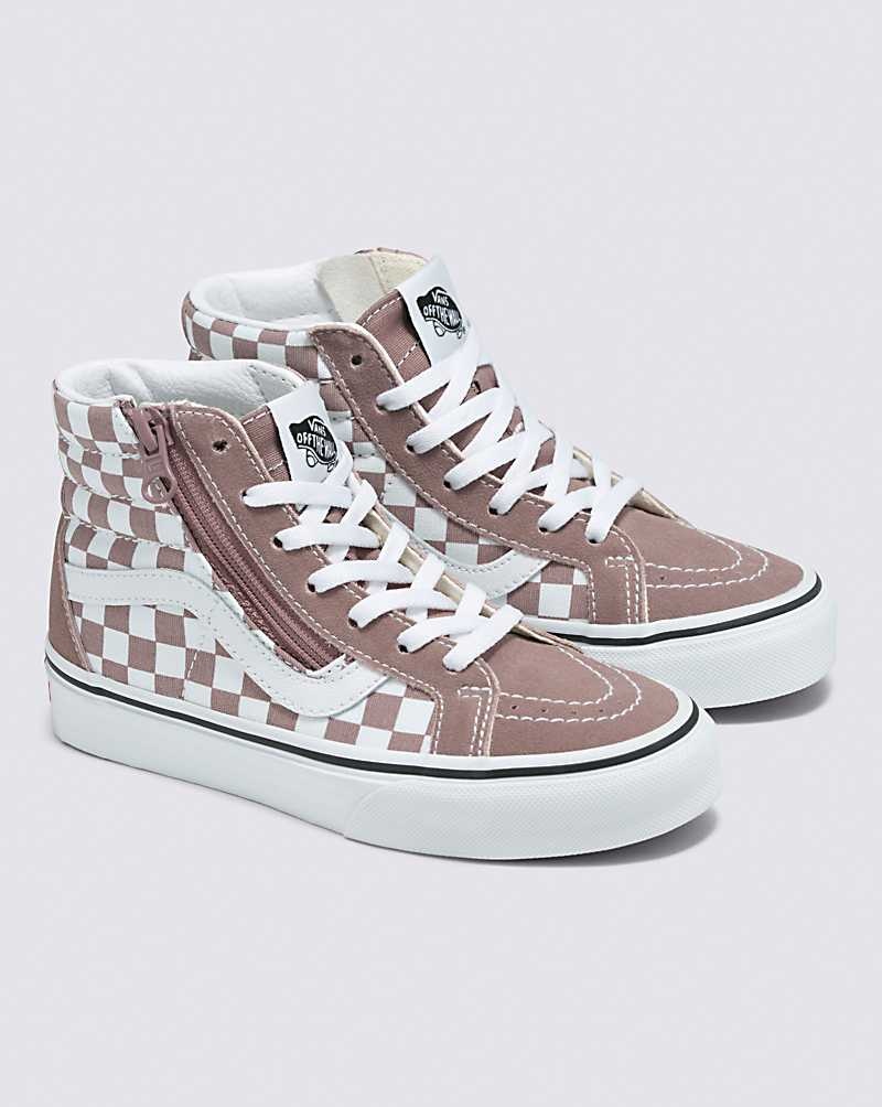 Vans Sk8-Hi Reissue Side Zip Checkerboard Schuhe Kinder Rosa | Österreich OHIYQV243