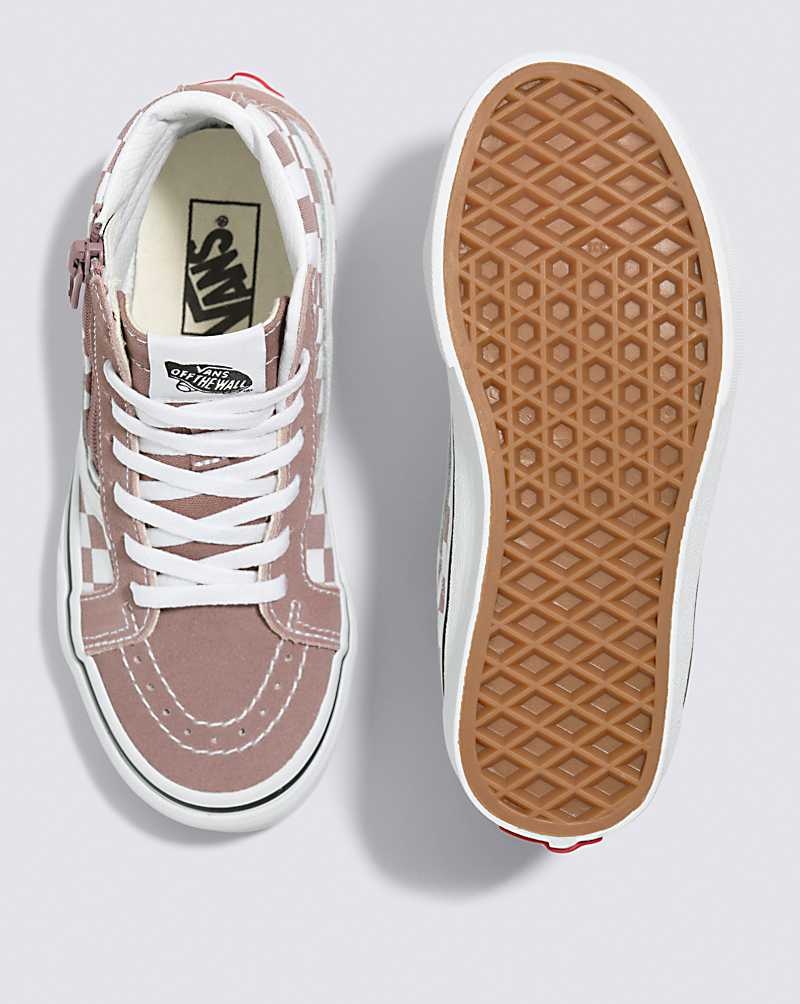 Vans Sk8-Hi Reissue Side Zip Checkerboard Schuhe Kinder Rosa | Österreich OHIYQV243