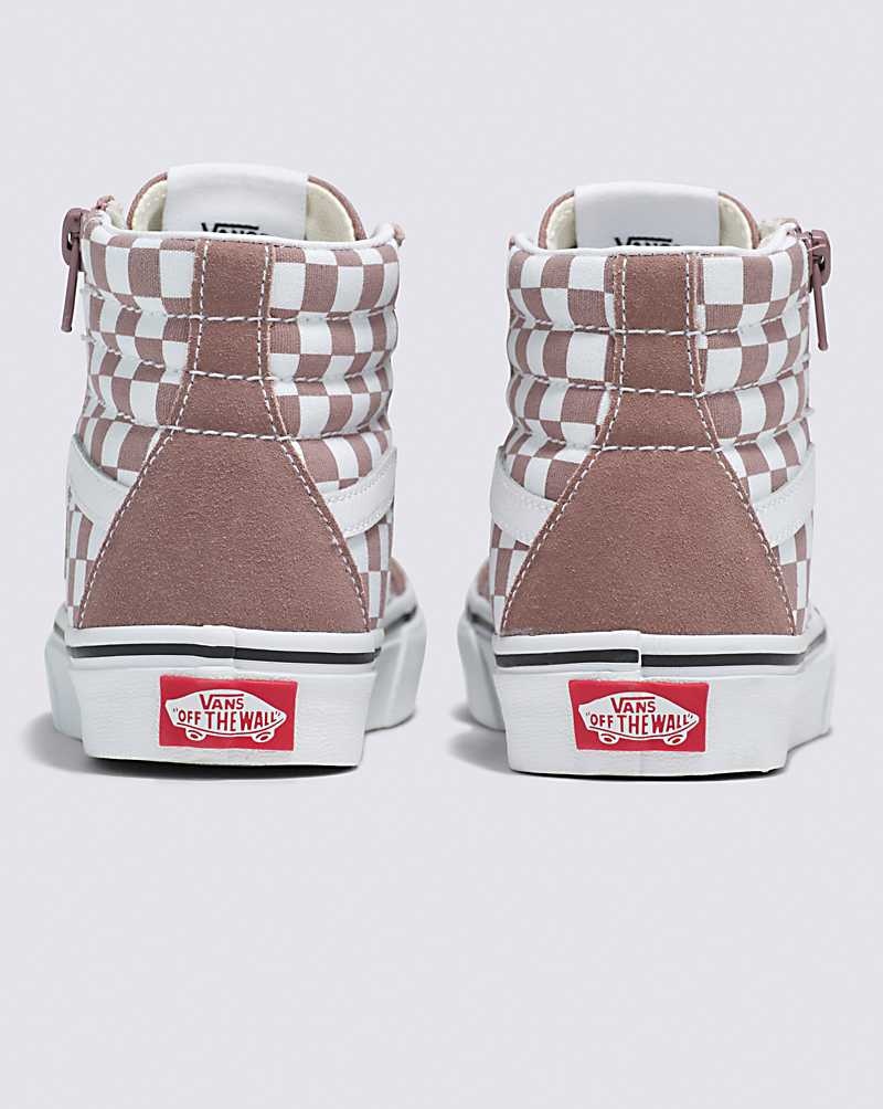 Vans Sk8-Hi Reissue Side Zip Checkerboard Schuhe Kinder Rosa | Österreich OHIYQV243