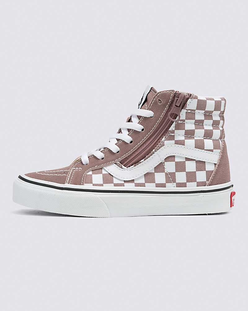 Vans Sk8-Hi Reissue Side Zip Checkerboard Schuhe Kinder Rosa | Österreich OHIYQV243