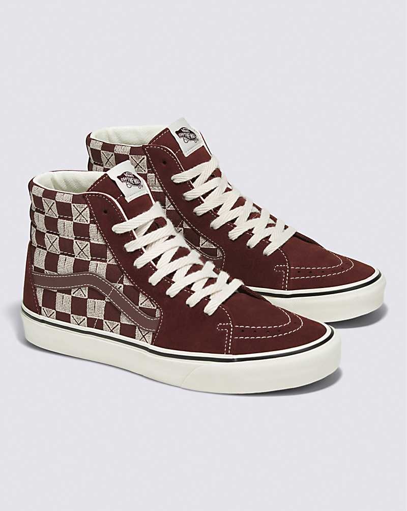 Vans Sk8-Hi Stitch Checkerboard Schuhe Damen Schokolade | Österreich NDWSGO276