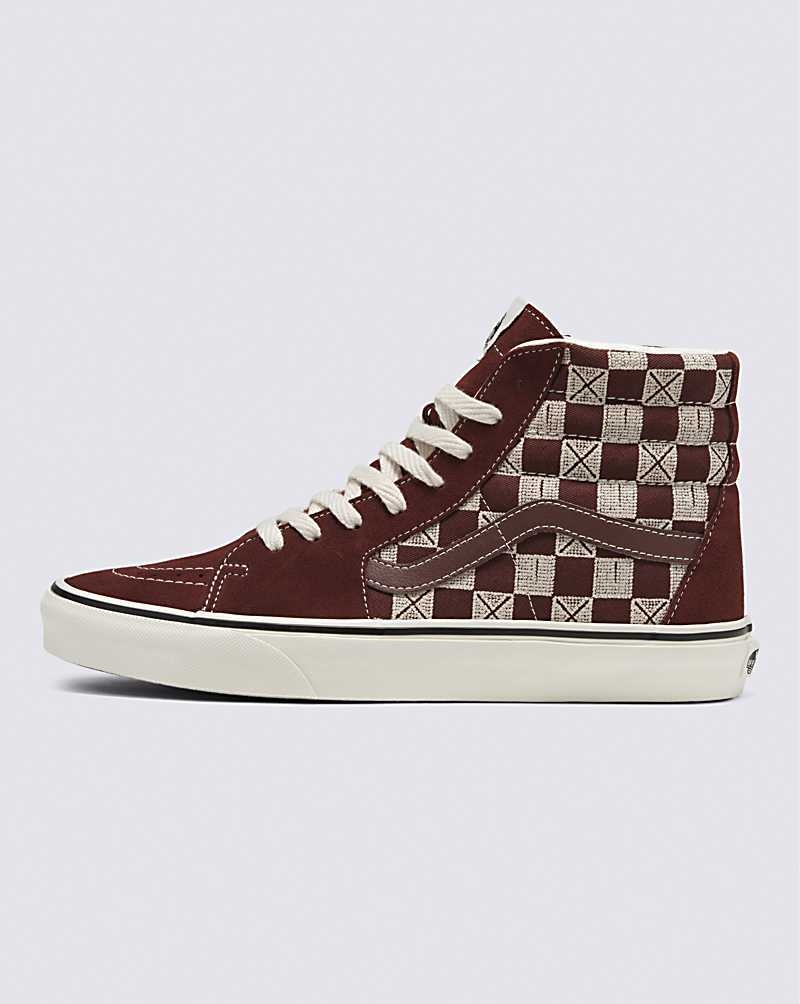 Vans Sk8-Hi Stitch Checkerboard Schuhe Damen Schokolade | Österreich NDWSGO276