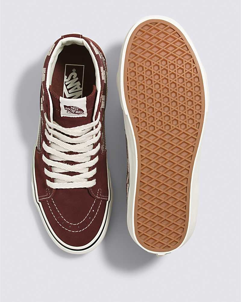 Vans Sk8-Hi Stitch Checkerboard Schuhe Herren Schokolade | Österreich UQKINY849