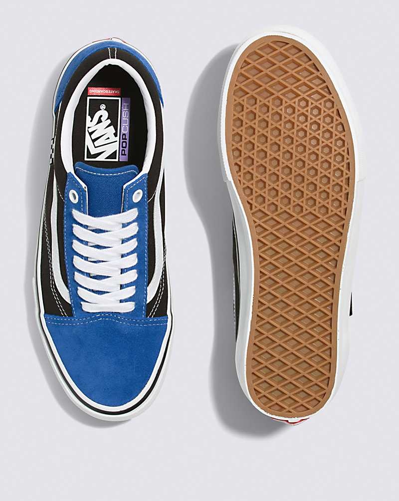 Vans Skate Old Skool Skateschuhe Herren Blau Schwarz Weiß | Österreich WTCBLN801