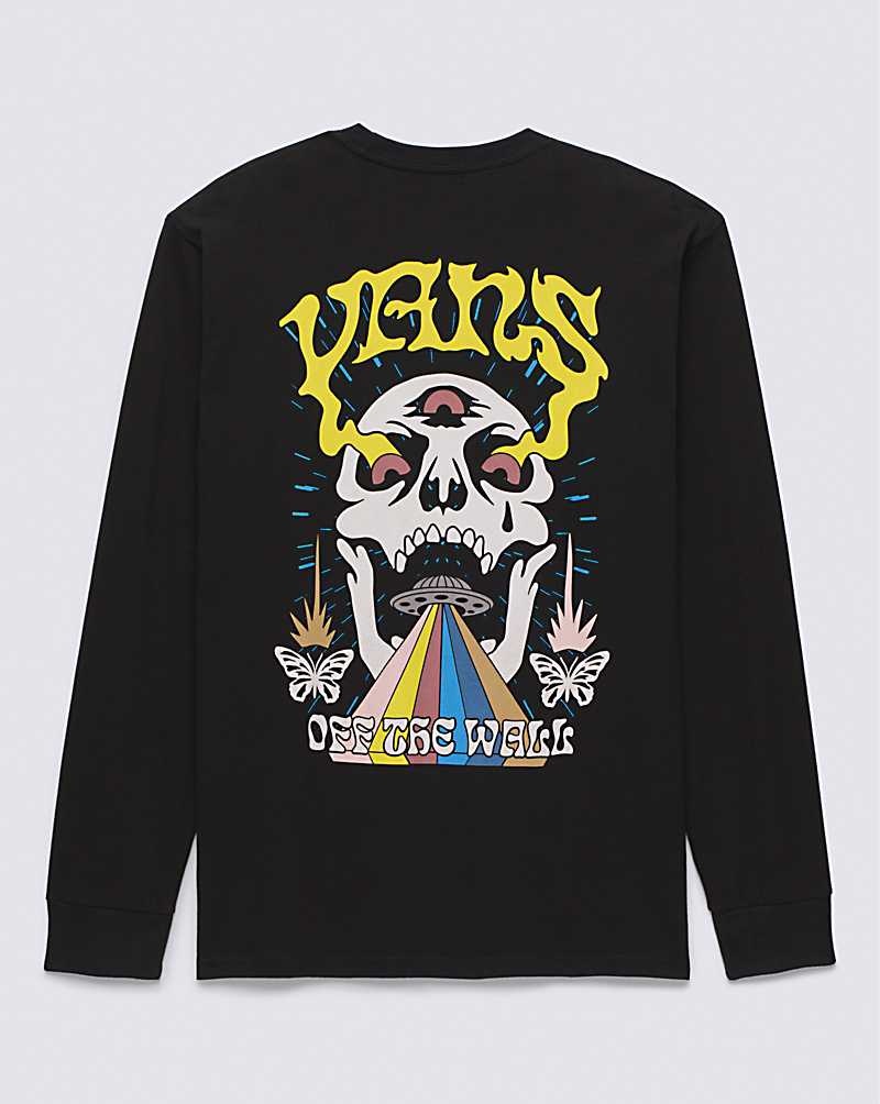 Vans Skull Saucer Long Sleeve T-Shirt Herren Schwarz | Österreich FHPTOV863