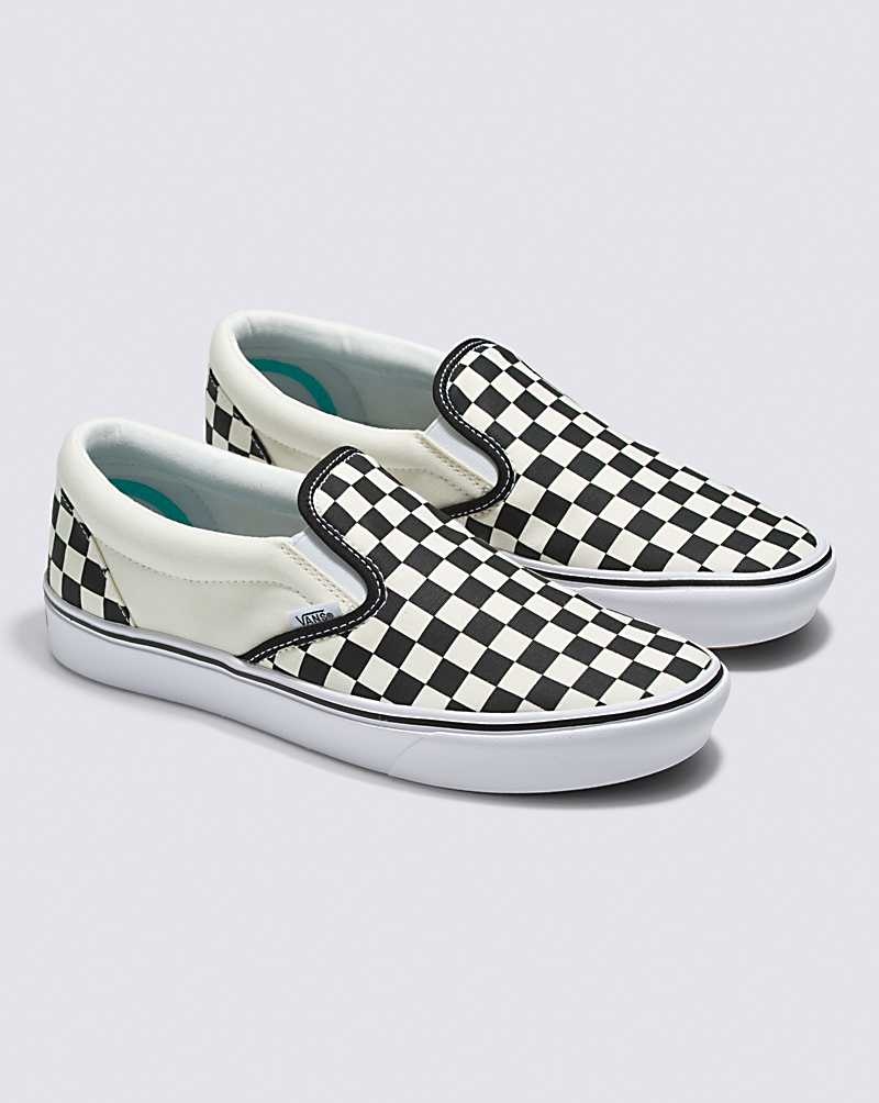 Vans Slip-On ComfyCush Checkerboard Schuhe Damen Schwarz Weiß | Österreich XOENKM728