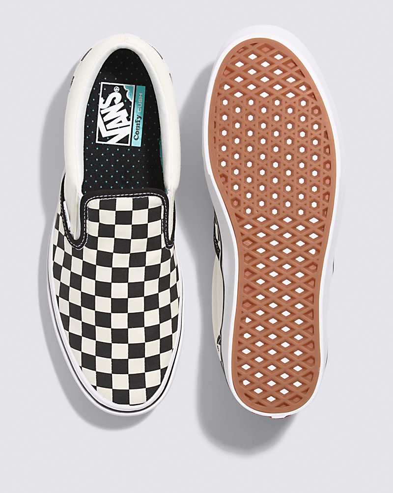 Vans Slip-On ComfyCush Checkerboard Schuhe Damen Schwarz Weiß | Österreich XOENKM728