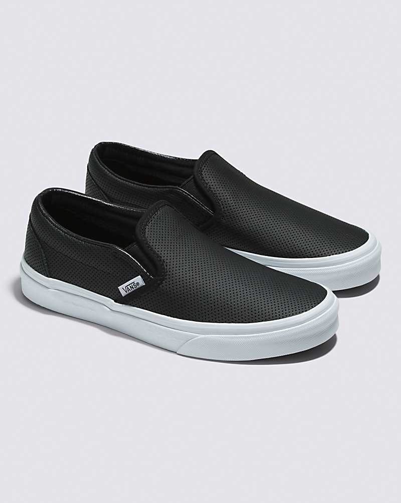 Vans Slip-On Perf Leder Schuhe Damen Schwarz | Österreich QWNHRJ630