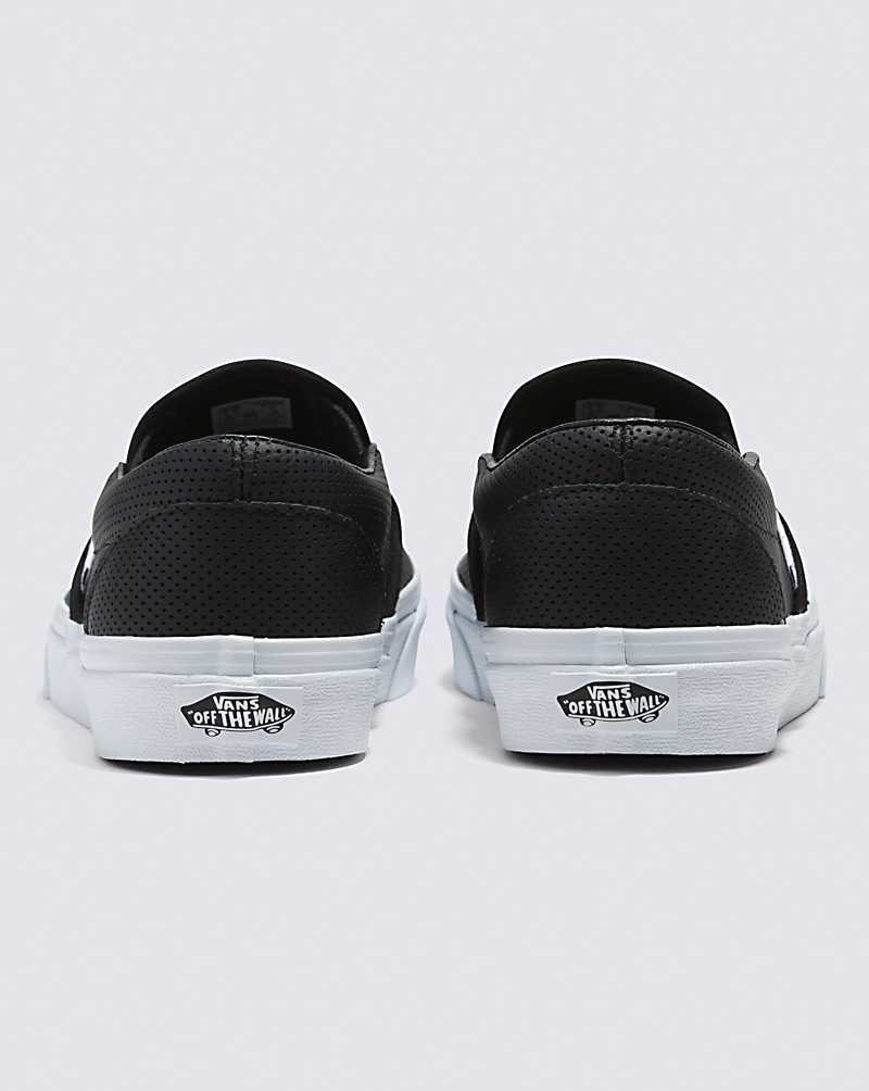 Vans Slip-On Perf Leder Schuhe Damen Schwarz | Österreich QWNHRJ630