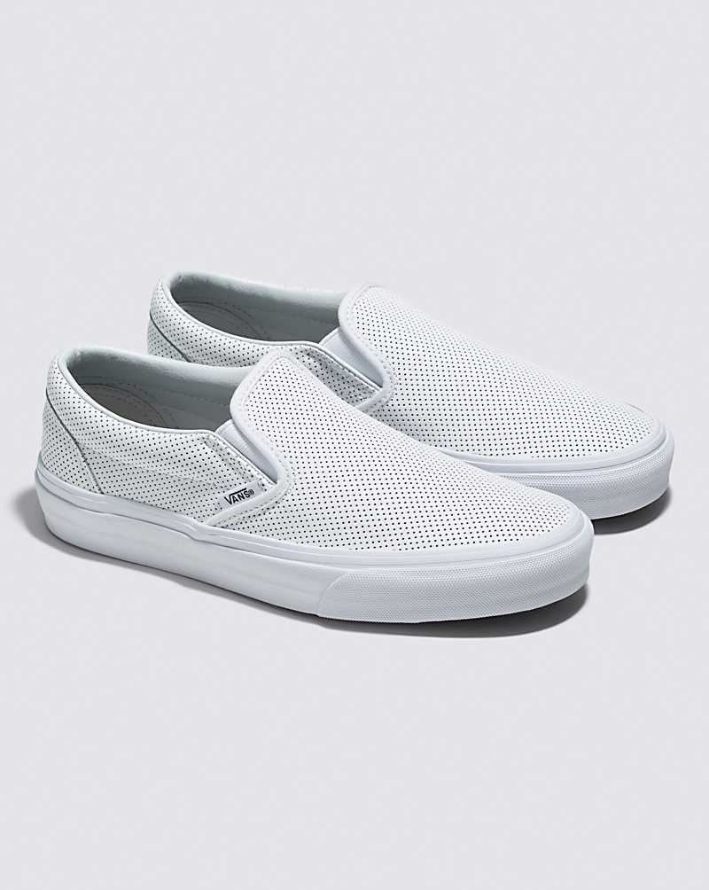 Vans Slip-On Perf Leder Schuhe Damen Weiß | Österreich VJYZIK281