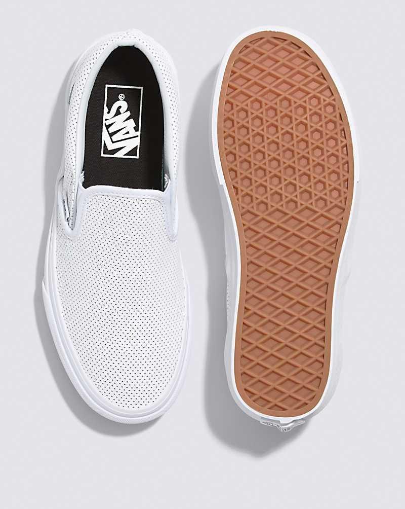 Vans Slip-On Perf Leder Schuhe Damen Weiß | Österreich VJYZIK281