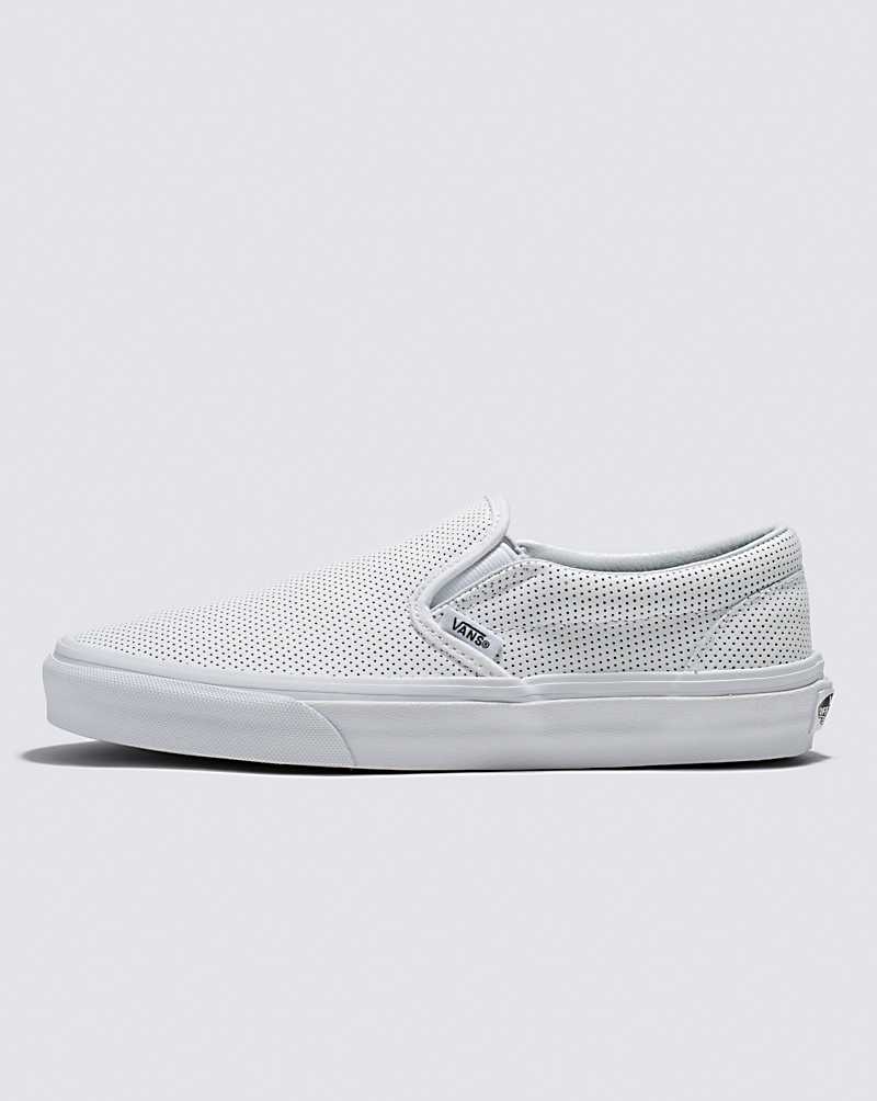 Vans Slip-On Perf Leder Schuhe Damen Weiß | Österreich VJYZIK281