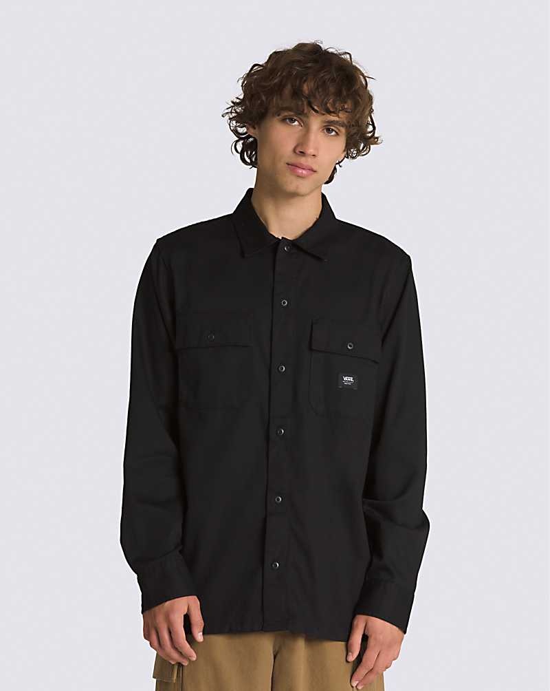 Vans Sparwood Long Sleeve Buttondown Hemd Herren Schwarz | Österreich JLBZAP057