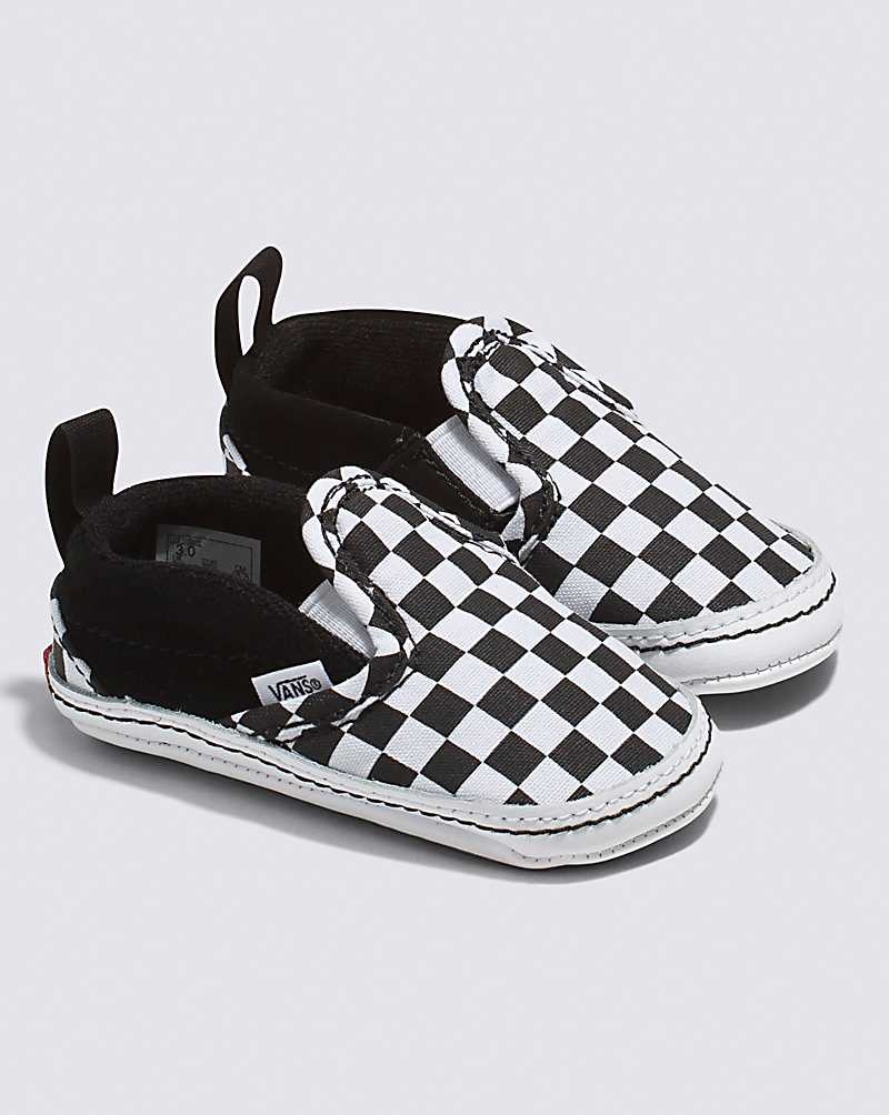 Vans Säugling Slip-On V Crib Checker Schuhe Kinder Schwarz Weiß | Österreich VFQUWH684