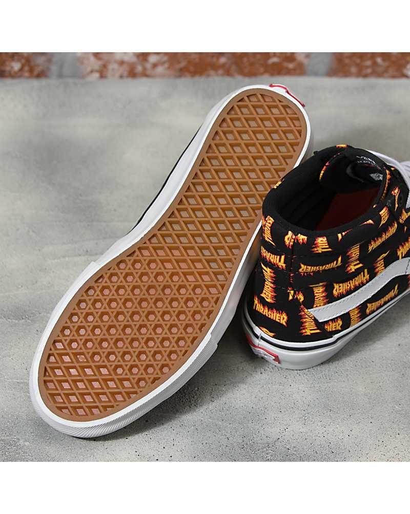 Vans X Thrasher Skate Sk8-Hi Skateschuhe Herren Schwarz Gold | Österreich PVGOWM910