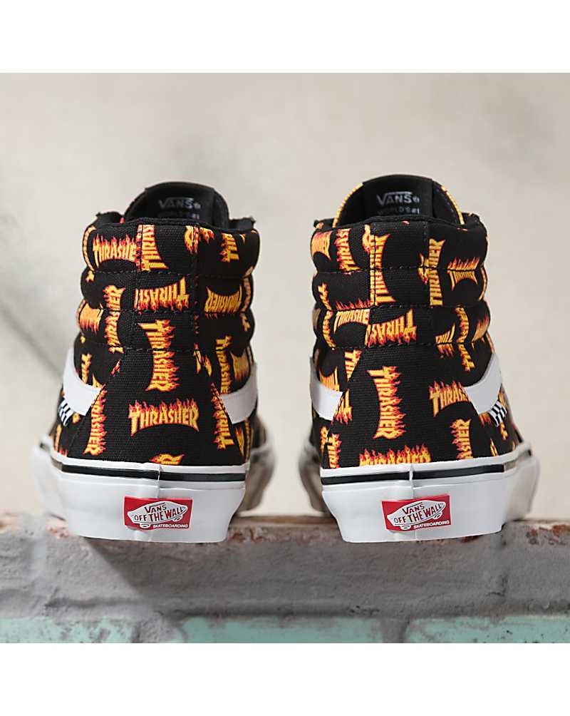 Vans X Thrasher Skate Sk8-Hi Skateschuhe Herren Schwarz Gold | Österreich PVGOWM910