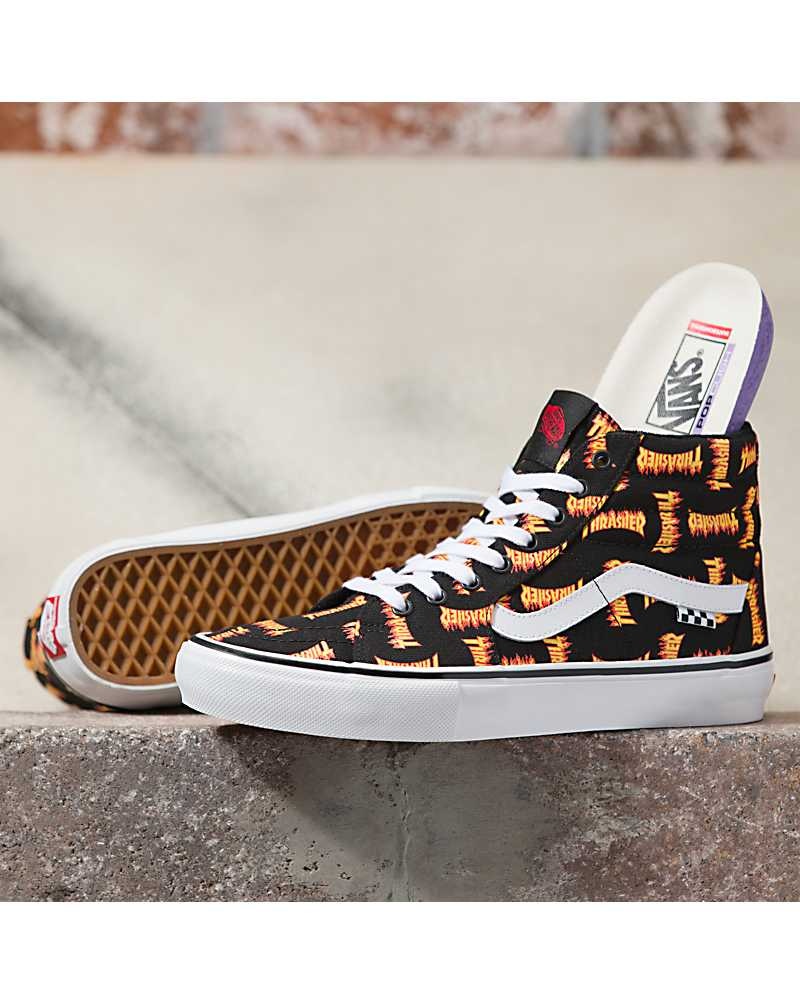 Vans X Thrasher Skate Sk8-Hi Skateschuhe Herren Schwarz Gold | Österreich PVGOWM910